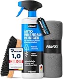 PRINOX® Profi Auto Innenraum Reiniger Set 500ml - Cockpitpflege für die Innen Reinigung von Kunststoff, Polster, Leder & Armaturen - Autopflege Innenraumreiniger mit Bürste - Cockpit Reiniger