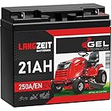 LANGZEIT Rasentraktor Batterie 12V 21Ah 250A/EN Gel Batterie Akku 12V doppelte Lebensdauer ersetzt 17Ah 18Ah 20Ah 22Ah 23Ah vorgeladen auslaufsicher wartungsfrei