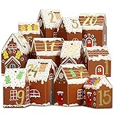 Papierdrachen Adventskalender 2025 - buntes Lebkuchen-Weihnachtsdorf - 24 wiederverwendbare Häuserboxen zum Basteln und Befüllen