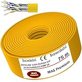 MAS Premium CAT 7A Datenkabel von 5m bis 100m DATALINE 1200 DUPLEX STP 2x4x2xAWG23 PIMF FRNC Gelb Datenkabel Netzwerkkabel Installationskabel bis 1200 MHz Halogenfrei Verlegekabel LAN Kabel (75m)