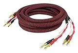 Dynavox Perfect Sound Lautsprecherkabel, Paar, Flexibles High-End Lautspecher-Kabel mit hochwertigen Bananensteckern, konfektioniert, Farbe schwarz/rot, Länge 2 m