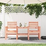 WOODEY Schöne Outdoor-Sitzbänke, Gartenbank mit Tisch, 2-Sitzer, Massivholz, Douglas