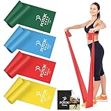 4er-Set Fitnessbänder mit 4 Widerstandsstufen, 1.5M Resistance Bands Gymnastikband mit Tragetasche Ideal für Yoga, Pilates, Krafttraining, Physiotherapie