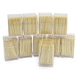 com-four® 4500x Zahnstocher aus Holz - Zahnhölzer für den täglichen Gebrauch - Toothpicks in eckiger Spenderbox - hölzerne Zahnstecher - 6,3 cm (4500 Stück - Set5)
