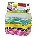 Emsa Clipboxen 3er-Set Variabolo 509388 | 6 Halbschalen für 3 Dosen | Beliebig zusammensetzbar | Spülmaschinengeeignet | Besonders für Kinder geeignet, Bunt, 15 x 3,5 x 10 cm