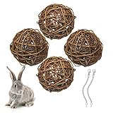 4 Stück Natur Weidenball Spielzeug, Meerschweinchen Spielzeug Vogel Kauspielzeug Kaninchen Zubehoer Kleintierspielzeug Ball für Kaninchen Meerschweinchen Chinchillas Wellensittich vogel (10cm)