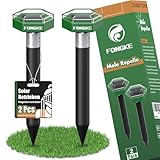 FONGKE Maulwurf Vertreiber Wühlmausschrec, 2er Pack Wühlmaus Schussfalle, Solar Ultraschall Mäuse Vertreiben mit Extremen Wirkradius, Maulwurfschreck Verjagen von Wühlmäuse & Maulwurf