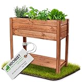 Fepro® Hochbeet Holz 80x75x36cm – Pflanzkasten für Garten, Balkon & Terrasse, 63L Blumenkasten mit Ablage & Vlies, Hochbeet wetterfest für Gemüse & Blumen