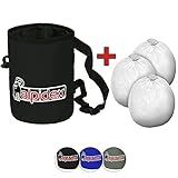 ALPIDEX Chalkbag inklusive 3 x Chalk Ball 35 g Kletterkreide Bouldern Klettern Fitness Gym Turnen Gewichtheben, Farbe:Black Rock