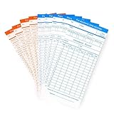 Flexzion Stempelkarten Karten für Stempeluhr Anwesenheitsrecorder, Stechuhr Karten Zeitkarten-Organizer für Büro Aufbewahrungszubehör Zeiterfassung Anwesenheitsnachweis, orange blaue Karte (100 Stück)