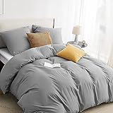 BEDSURE Bettwäsche 155x220 3teilig Grau - 1 Bettbezug 155x220 cm + 2 Kissenbezüge 80X80 cm, ÖKO-TEX Bettwäsche-Sets Grau Polyester Mikrofaser mit Reißverschluss