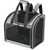 pecute Rucksack Hunde & 2 Kleine Katzen, Katzentrage, Haustier Handtasche und Rucksack, Haustiertrage mit belüftetem Design, Faltbarer Haustiertrage-Rucksack für Hunde und Katzen
