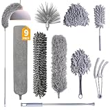 Staubwedel Teleskop 9 Teiliges Set, WDAFLG Biegbarer Staubwischer, bis zu 250 cm, Spinnenbesen Abnehmbar und Austauschbar, Waschbarer Lamellenreiniger, Leichtes Abstauben und Spinnweben Entfernen