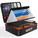 Noiposi Feuerfeste Dokumententasche 5200℉ UL94-V0 Zertifiziert ，38cm x 28cm x 11cm Dokumententasche Feuerfest Wasserdicht mit 7 Fächern，Leicht Dokumentenmappe Mit TSA Zollpasswortschloss