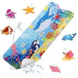 YOCOLE Badewannenmatte Kinder, 100x40cm Duschmatte Badematte rutschfest, Antirutschmatte Badewanne Dusche Badewanneneinlage, BPA-frei PVC Bath Mat mit Saugnäpfen, Maschinenwaschbar