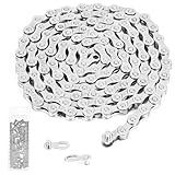Fahrradkette 6/7/8-Gang,1/2 x 3/32 Zoll, Spezieller Stahl, Silber, fahrradkette nabenschaltung für Rennrad, Mountainbike, Sportbike, langlebige Bicycle Chain, kompatibel mit verschiedenen Fahrradtypen
