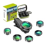 Apexel 6-in-1 Handy-Kamera-Objektiv-Set, Weitwinkelobjektiv, Makro-Objektiv, Fischaugenobjektiv, ND-Filter, CPL/Sternfilter, Clip-On-Handy für iPhone 8/x 7/Plus, Samsung S8, Android-Smartphones