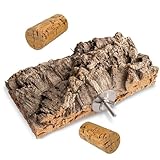 Einzigartiges, hochwertiges Korksitzbrett 20 x 10 cm Vogelsitzbrett Sitzstange aus 100% Natur-Kork-Rinde Korkbrett für Wellensittich, hitzebehandelt inkl. Befestigungsmaterial + Gratis Knabber-Korken