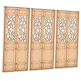 HAPINARY 3 Stück Teiliges Miniatur Holz Doppeltüren mit Hui Architektur Design Stabile Holzkonstruktion Einfache Montage ohne Werkzeuge für Puppenhaus Bastelprojekte Dekoration