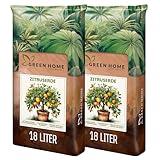 Green Home Zitruserde 36L - Erde für Zitruspflanzen & Mediterrane Pflanzen | Citrus Erde mit Langzeitdünger | Perlite, Kokosfasern & Rindenhumus | Für Garten, Kübel & Hochbeet, pH 5,8
