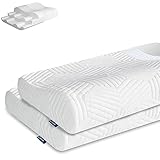 LAMB Neu für 2024 Höhenverstellbar Memory Foam Kissen Ergonomisches Nackenstützkissen 50D Dichte Abnehmbarer Bezug Geeignet Für Seitenlage-Blau, 2 Stück