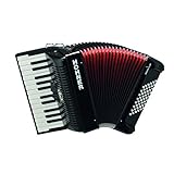 Hohner Bravo III 48 Akkordeon schwarz (Pianoakkordeon, 48-Bässe, 2-Chöre, 2 Register, inkl. Trageriemen, Gigbag Tasche)