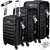 KESSER® 3tlg. Hartschalenkofferset Hartschalenkoffer Reisekoffer Set Reisekofferset Trolley Koffer 4 Rollen ABS-Hartschale Teleskopgriff Inkl. Kofferwaage + Gepäckanhänger Rollkoffer Schloss, M-L-XL