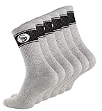 STARK SOUL 6 Paar Sportsocken im RETRO Design - Crew Socks in Bester Qualität, Tennissocken aus feinster Baumwolle, grau Melange 39-42