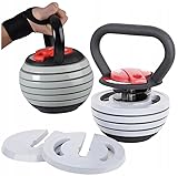 FIT4MED Einstellbare Kettlebell, Gusseisen ABS, 3,5-18,1 kg, 6 Hantelscheiben, 28 cm Höhe, Schwarz, Modell FIT-954