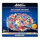 STAEDTLER Aquarellfarbstifte wasservermalbar – 24 hochwertige Künstler-Farbstifte im Metalletui – Sechskant-Design, 3,6 mm Mine, intensive Farben & lichtbeständig – ideal für Aquarellmalerei