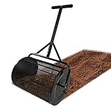 SUBTLETY 80L Kompoststreuer für Rasen Torfmoos-Streuer mit Schwamm T Griff Metall & Netzkorb Mistverteiler Oberbodenstreuer Ø40x65cm Samenstreuer Tragbare Gartenstreuer für Topdressing Pflanzen