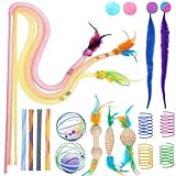 20 Stück Interaktives Katzenspielzeug Set, Katzenangel mit Federn,Tube Katzenspielzeug, katzenball mit Federn, Spring Spirale， Maus mit bälle, Wellpappe-Spielzeug，Katzenspielzeug Selbstbeschäftigung
