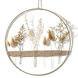 WPAJIRZO Trockenblumenkranz 30cm Metallring mit Trockenblumen Hängende Boho Wand-Deko Frühling Sommer Wohnzimmer Blumenkranz Türkranz ganzjährig Fensterdeko Trockenblumenring