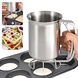 GIBOHOM Teigportionierer 800ml, Teigspender Edelstahl, Dough Dispenser, für Pfannkuchendesserts Muffins Manuell Kunststoff Teigdosierer Teig Spender