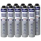 POINT B2 Universeller Montageschaum – Pistolenschaum zum Verfüllung, Dämmung & Isolierung [10 x 750 ml] Bauschaum für Schaumpistolen – Ausbeute: bis zu 42 Liter – PU-Schaum für Profis