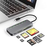 Multi USB C Kartenleser 7-in-1 Aluminium SD Kartenleser 5Gbps High Speed Speicherkarten Lesegerät für SDXC SDHC Micro SD CF MS MMC XD Karten Sony Memory Stick Pro Duo Lesen Sie 5 Karten Gleichzeitig