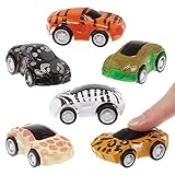 Baker Ross FX823 Safari-Autos-Rückzieh-Renner - 6er-Packung, Rennspielzeug für Kinderparty-Tüten