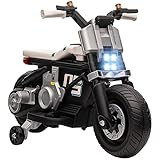 HOMCOM Kinder-Elektromotorrad 3-5 Jahre aus PP und Metall mit Rädern, Hupe und Musik, 86x44x58 cm, weiß und schwarz