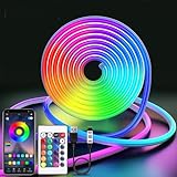 LRGBST 2M RGB Neon Streifen，5V IP65 Wasserdicht LED neon Light band with Bluetooth App and Fernbedienung für Home Neon Dekoration Beleuchtung