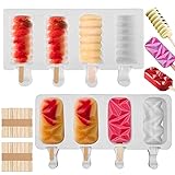 Eisformen Silikon, 2 Stück Eisformen Silikonform Eis Am Stiel Formen Silikon Eisform EisföRmchen Silikon Dessertformen Popsicle Formen Stieleisformen Mit 100 Holzstielen Diy Frozen Dessert Eisformen