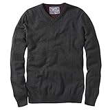 Charles Wilson Feinstrick Baumwollpullover mit V-Ausschnitt für Herren (L, Charcoal (0422))
