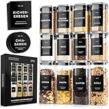 EDELHAUS Vorratsgläser mit Deckel mit Edelstahl Abdeckung (4x 900ml, 8x 500ml) Vorratsdosen mit Deckel & 114 Vorratsetiketten - Lufdichtes Vorratsglas - Stapelbare Glasbehälter für Küche [3mm Glas]