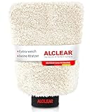 ALCLEAR 950013WH Mikrofaser Autowaschhandschuh 27x17 cm, Weiß, 1 Stück, extrem saugstark, kratzfrei, hochflorig, für Lack, Glas, Felgen, auch für Motorrad