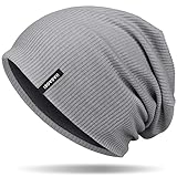 HASAGEI Mütze Herren Damen, Slouch Beanie Mütze Damen, Übergangszeit Weiche Leicht Modische Jersey Beanie, Unisex Warm Winter Mütze Ideal für Frühling Herbst und Winter (Hellgrau)