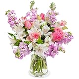 Blumenstrauß Blütenmeer, Violette Levkojen, Pinke Rosen und Weiße Inkalilien, 7-Tage-Frischegarantie, Qualität vom Floristen, perfekte Geschenkidee, Schneller Blumenversand