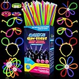 Millegu Knicklichter Party Set,100 Stück Leuchtstäbe 130 Verbinder,Neon Knicklichter Ketten und Leuchtbrillen für Kinder, Deko für Festival Hochzeiten Weihnacht Party Silvester Deko 2025