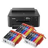 IC-Office TS705a Farbtintenstrahl-Drucker (Drucker, USB, CD-Druck, WLAN, LAN, Apple AirPrint) Schwarz + 15 XXL Tintenpatronen