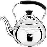 Wmmner Elektrischer Wasserkocher, hochglanzpoliert, Edelstahl, Pfeife, Gaskocher, mit Ausguss, Vintage, traditionell, Herd, Teeservice, Kaffeemaschine (violett, 3 l)/Silber/1 l