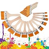 YOUYIKE Breit Flachpinsel Set, 12 Stück Verschiedene Größen Acryl Flachpinsel, Hölzernen Griff Pinsel Künstler Satz für Ölgemälde, Aquarell, Ölgemälde