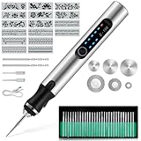 Elektrische Gravierstift, Multifunktionaler Gravierwerkzeugsatz, D12 Tragbare Drahtlose Gravurwerkzeug, Wiederaufladbarer USB, DIY Drehwerkzeug für Glas, Holz, Metall, Stein, Kunststoff